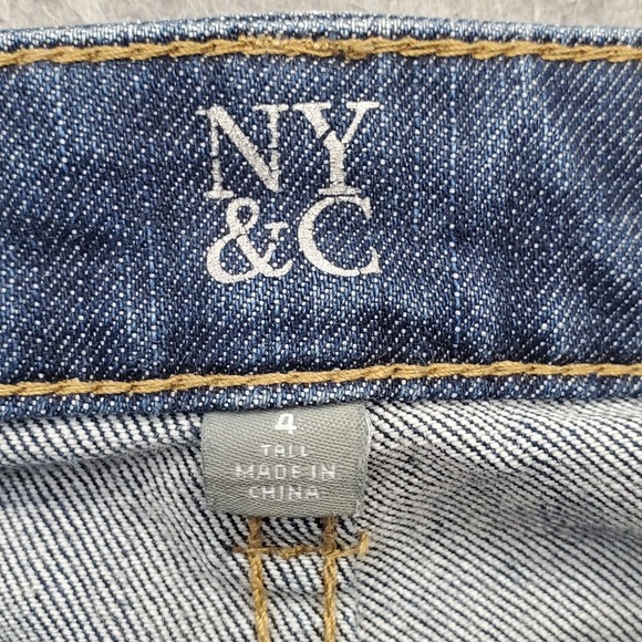 NY&C Curvy Bootcut Jeans Womens 4T Blue Denim Faded Stretch Low Rise Whiskered - Picture 7 of 10